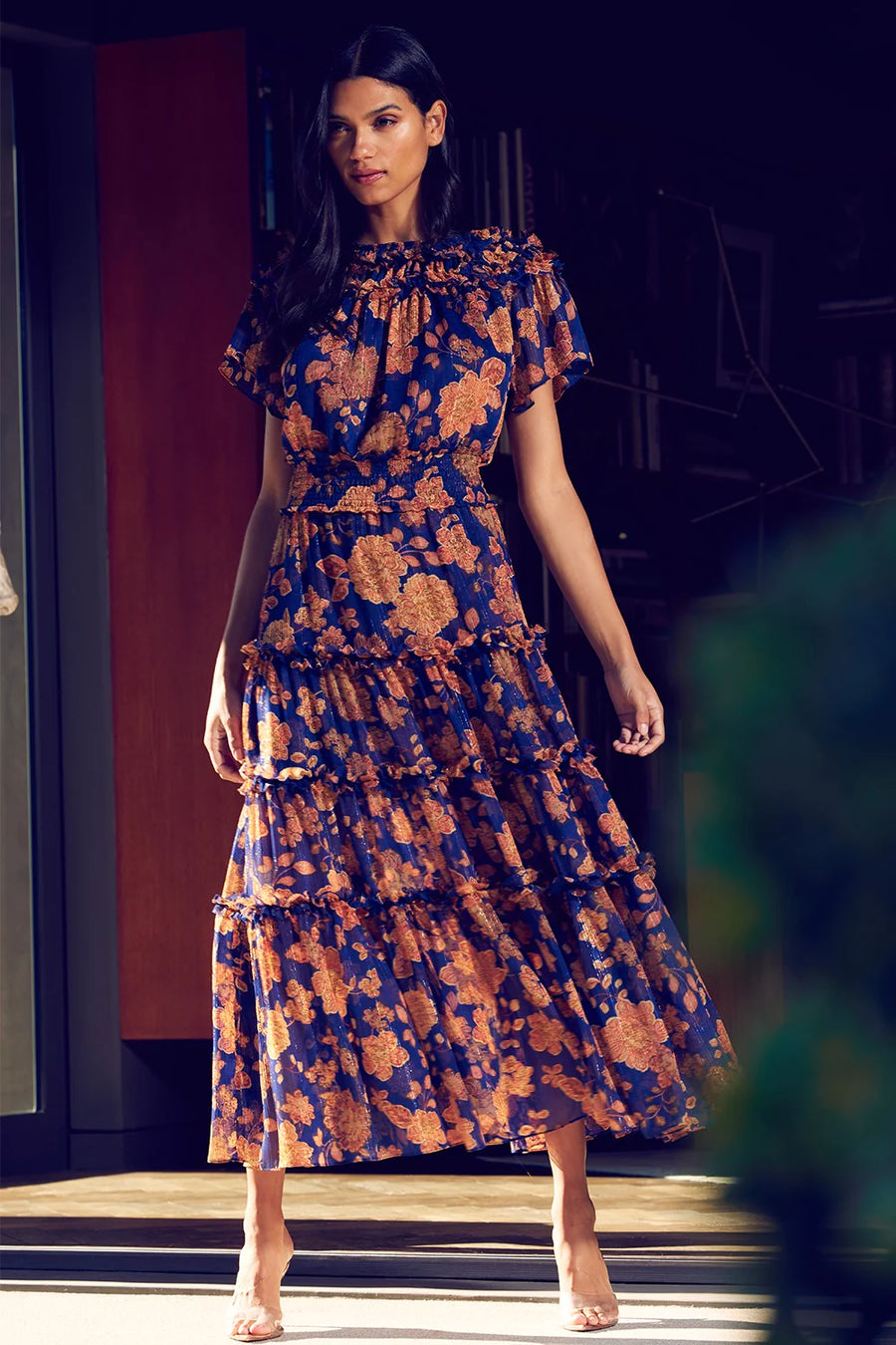 Suki Dress - Blue Marigold Flora