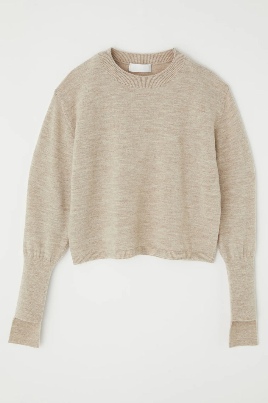 Bump Sleeve Knit Top - Beige