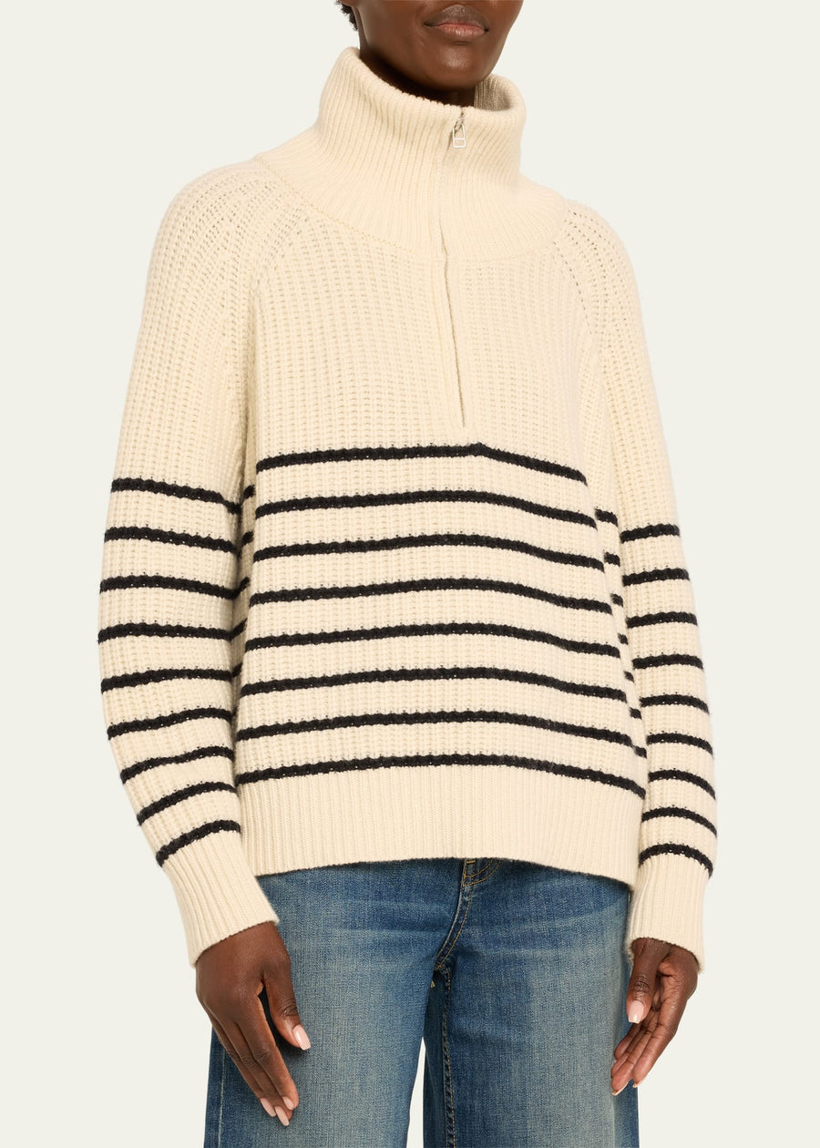 Amelina Sweater - Ivory/Dark Navy Stripe