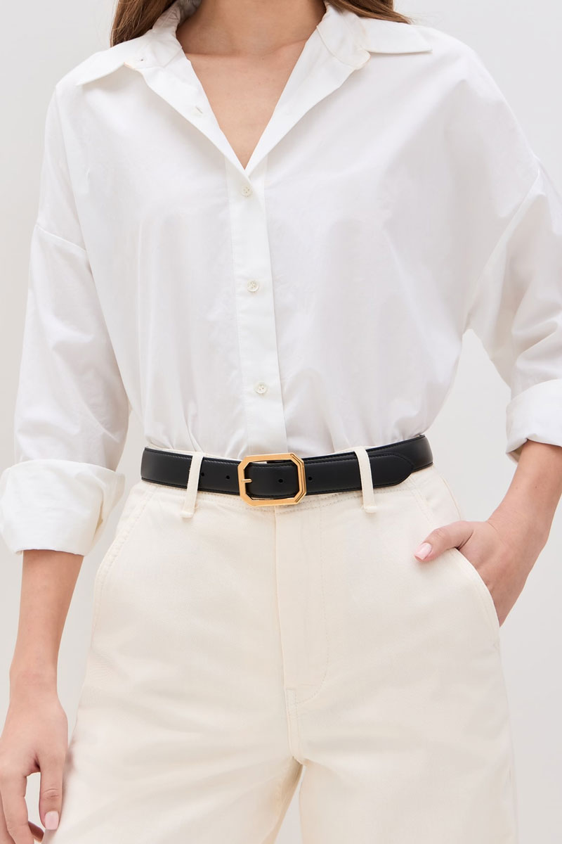 Anais Belt - Black w/ Brass Buckle