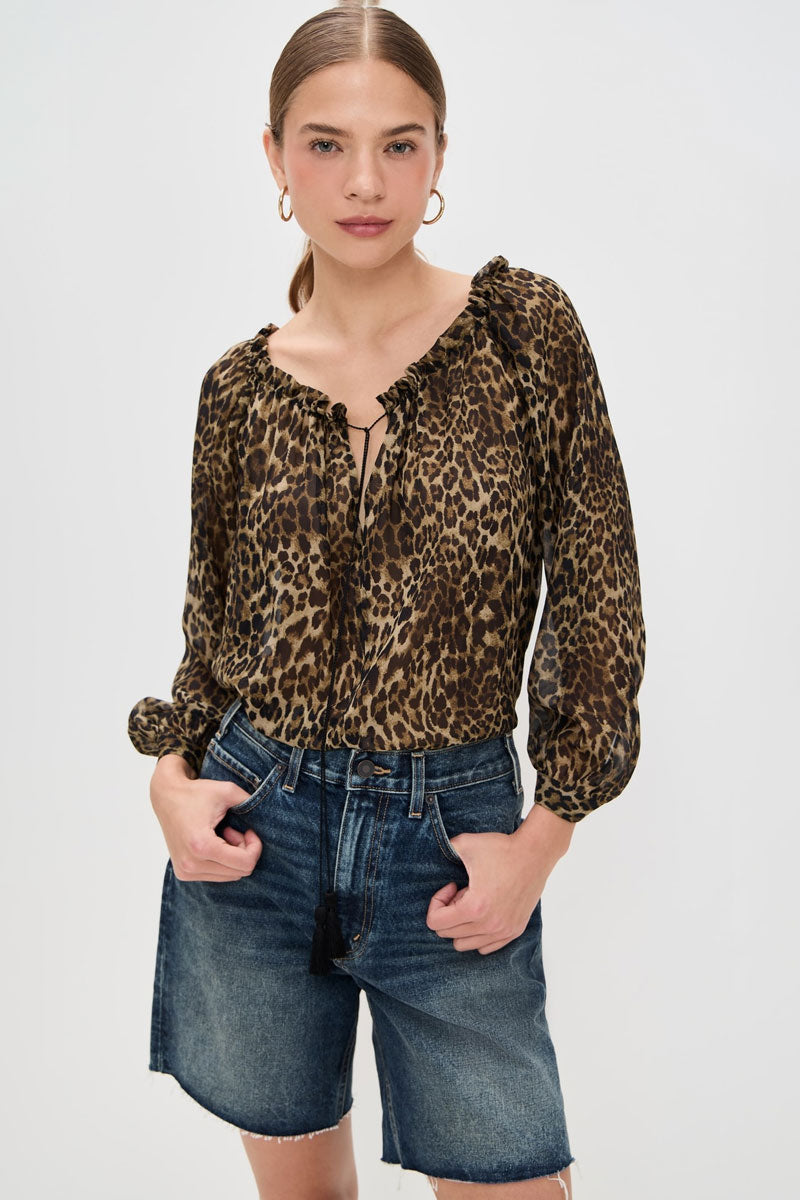 Carley Silk Blouse - Vintage Leopard Print