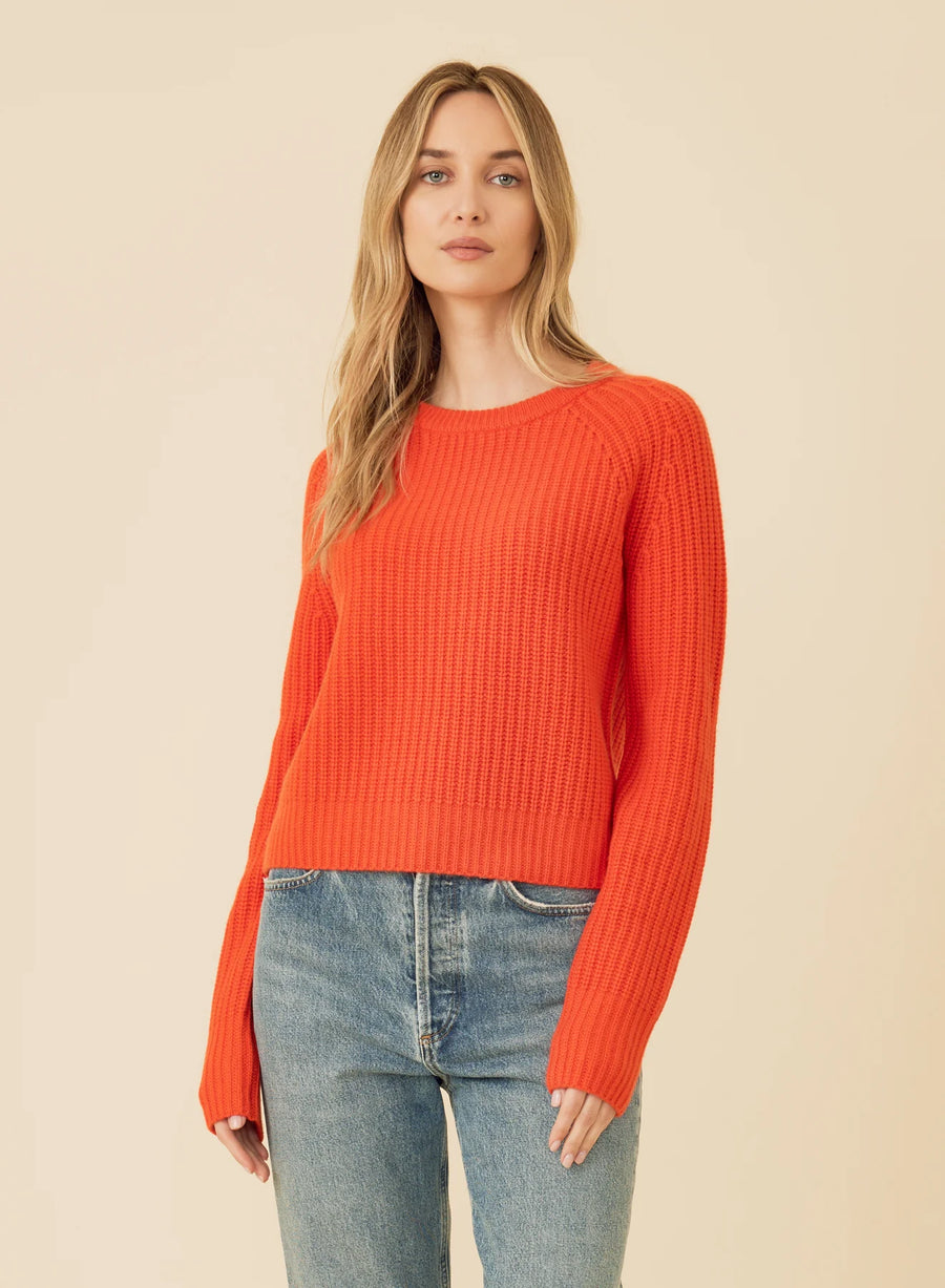 Blakely Rib Cashmere Pullover - Poppy
