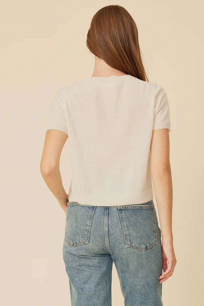 Kadri Cashmere V Neck Tee -  Ivory