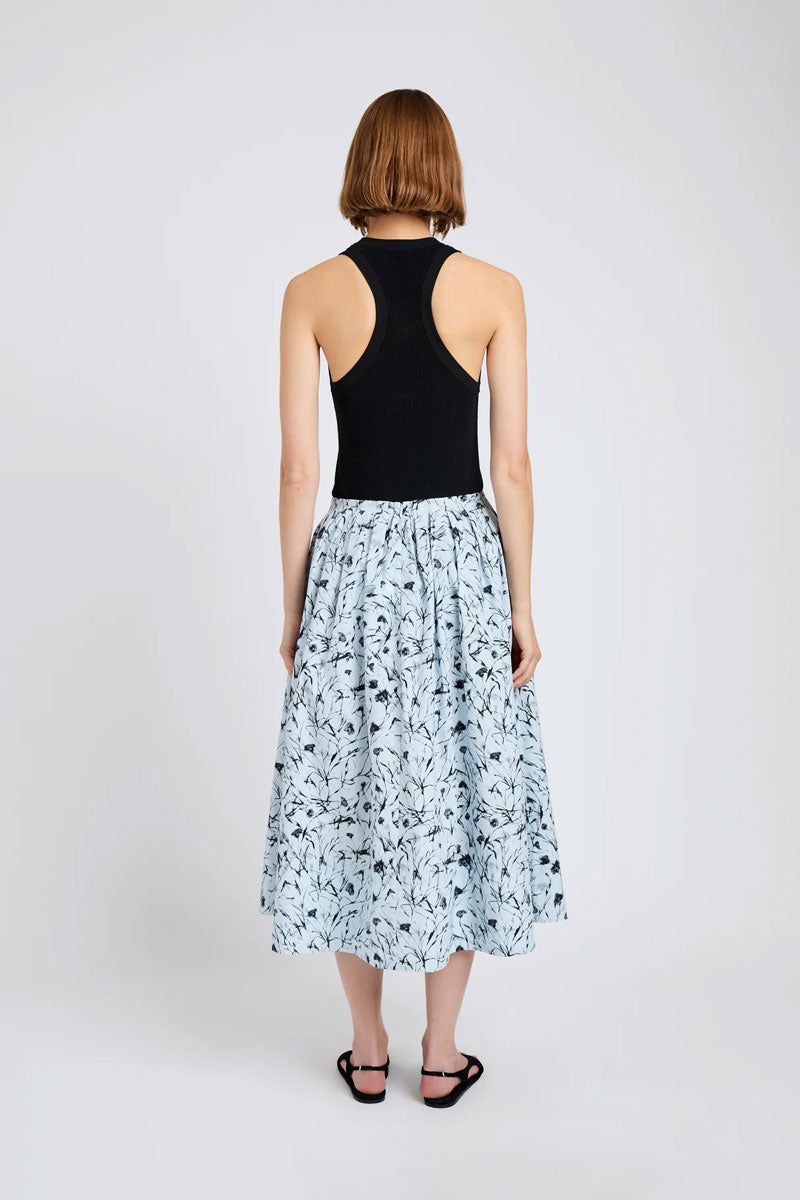 Austin Skirt in Printed Poplin - Frost Black Print