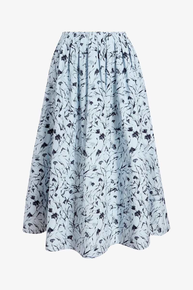 Austin Skirt in Printed Poplin - Frost Black Print