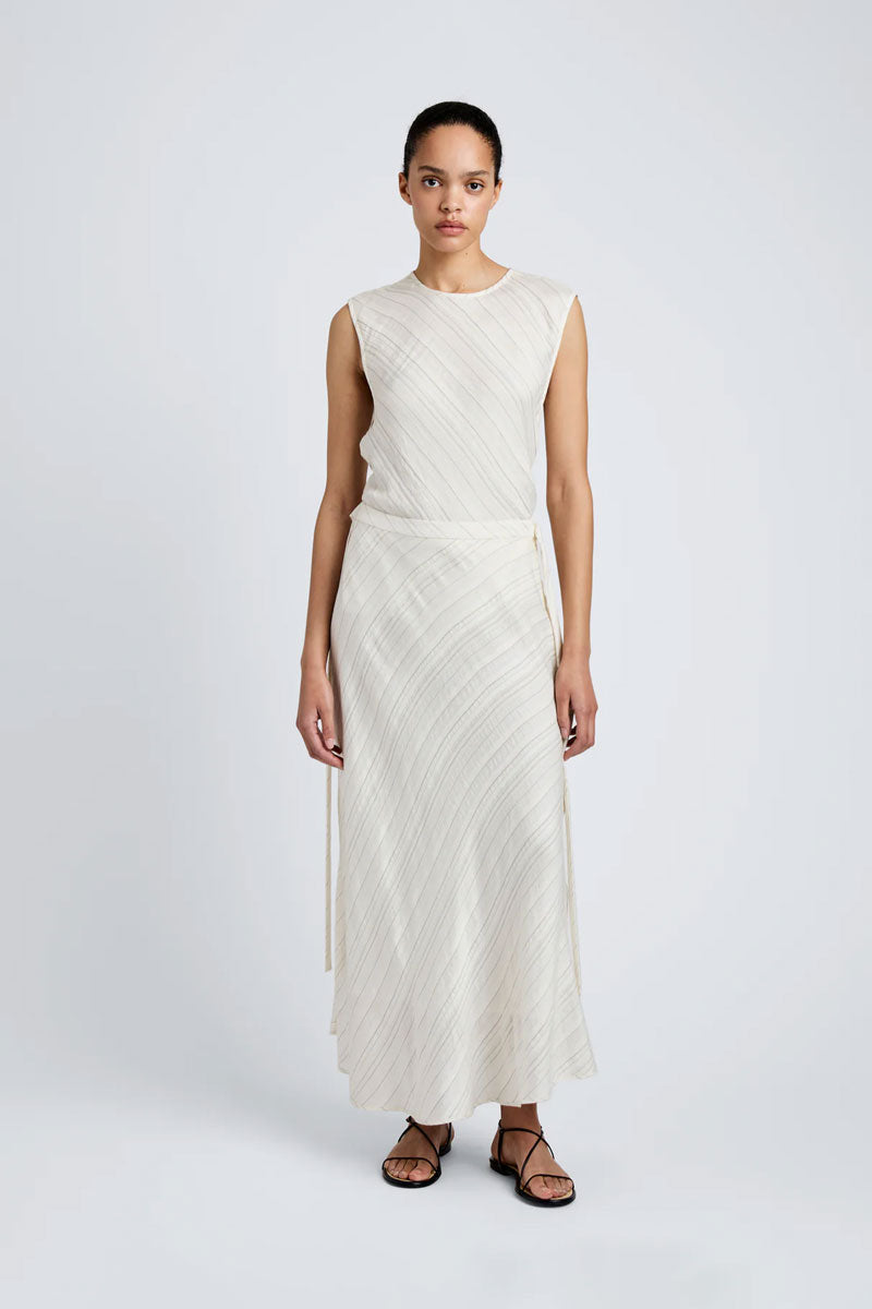 Kaia Skirt in Woven Stripe Flou - Chalk Black