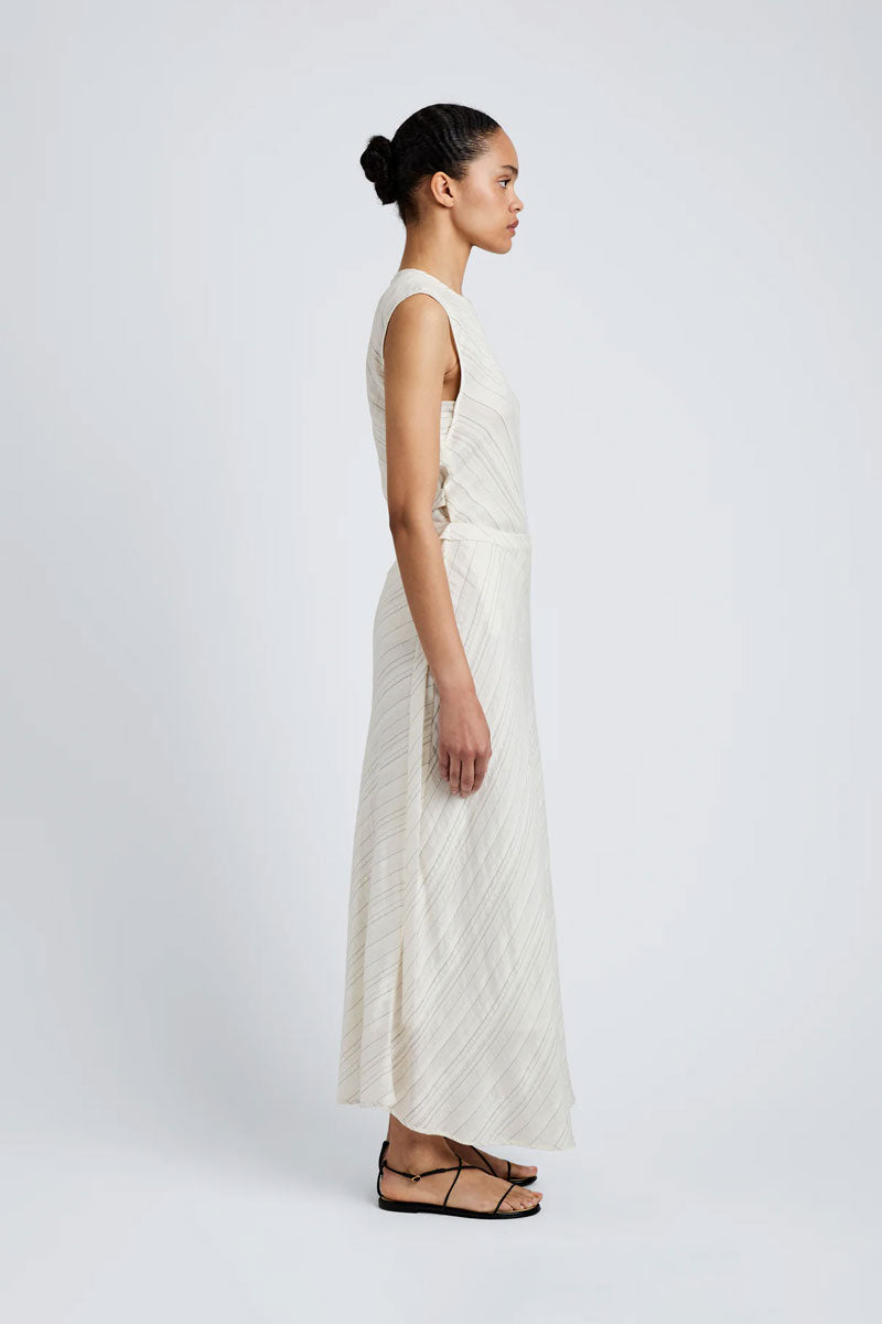 Kaia Skirt in Woven Stripe Flou - Chalk Black