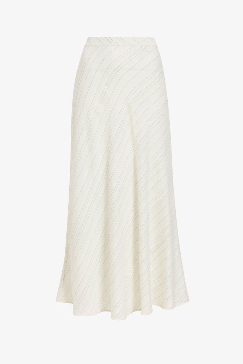 Kaia Skirt in Woven Stripe Flou - Chalk Black