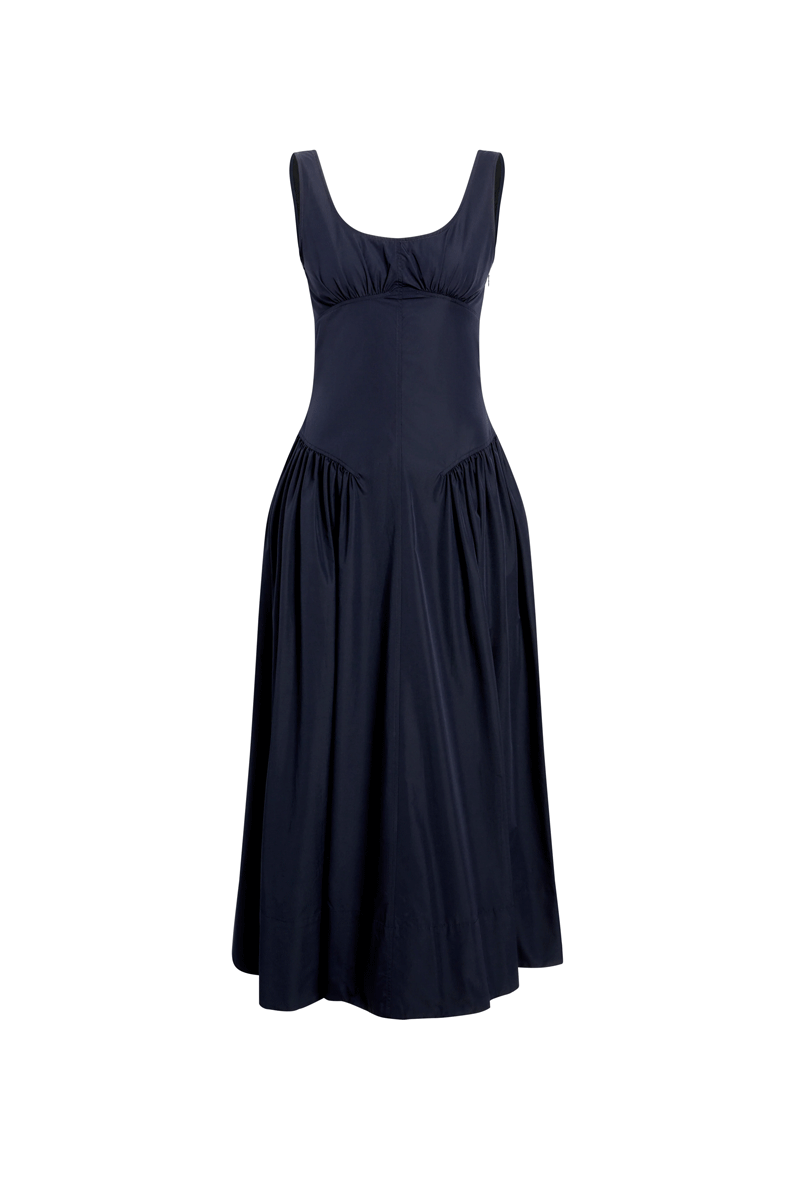 Kendall Dress in Tech Cotton - Navy