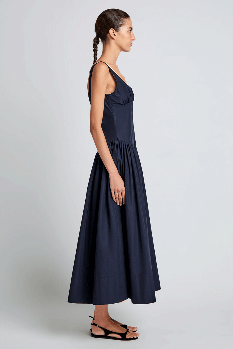 Kendall Dress in Tech Cotton - Navy