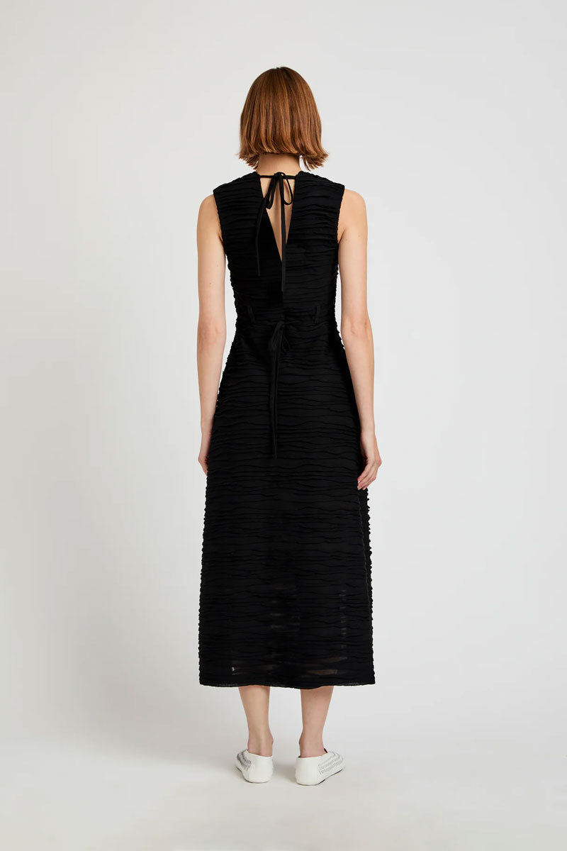 Laura Dress in Textured Cotton - Black