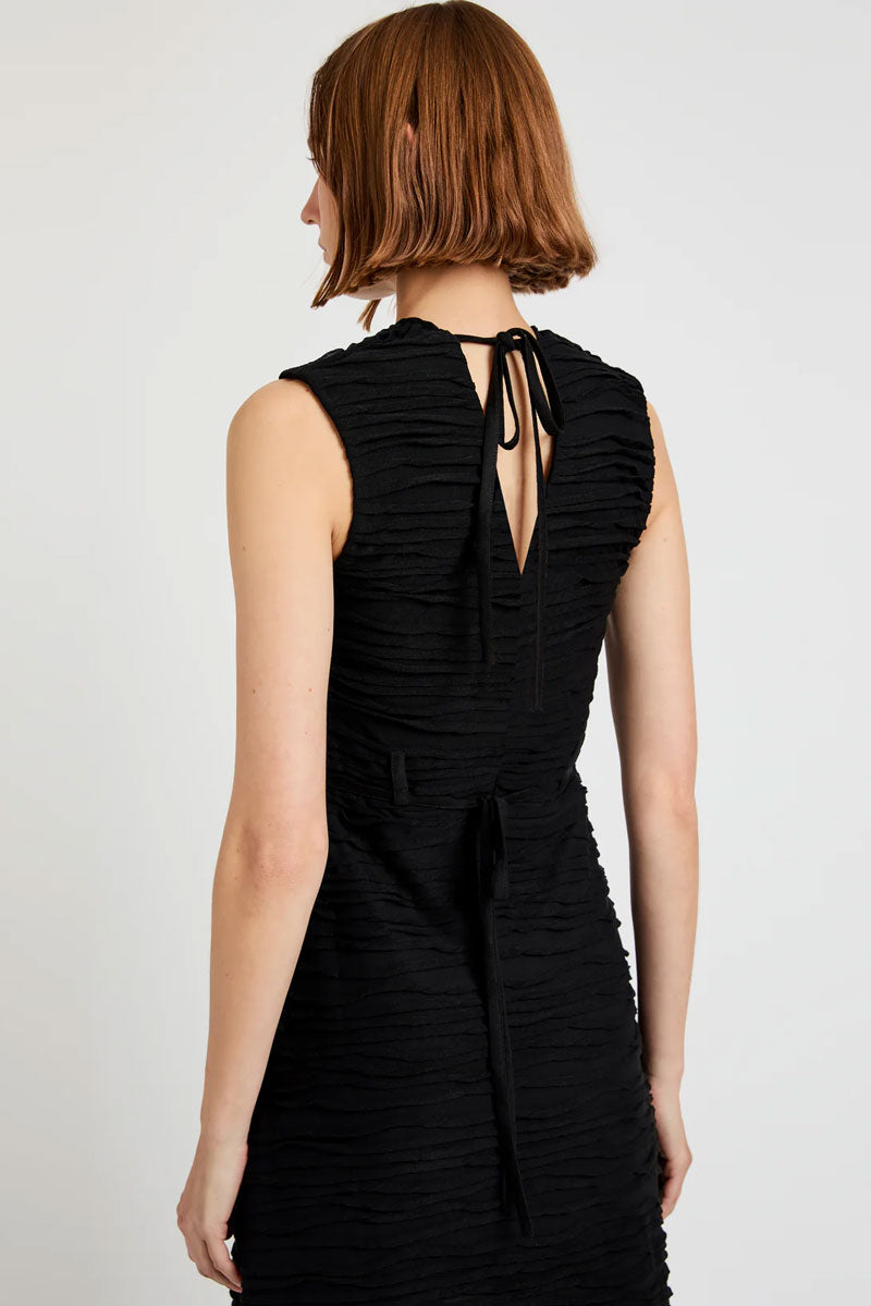 Laura Dress in Textured Cotton - Black