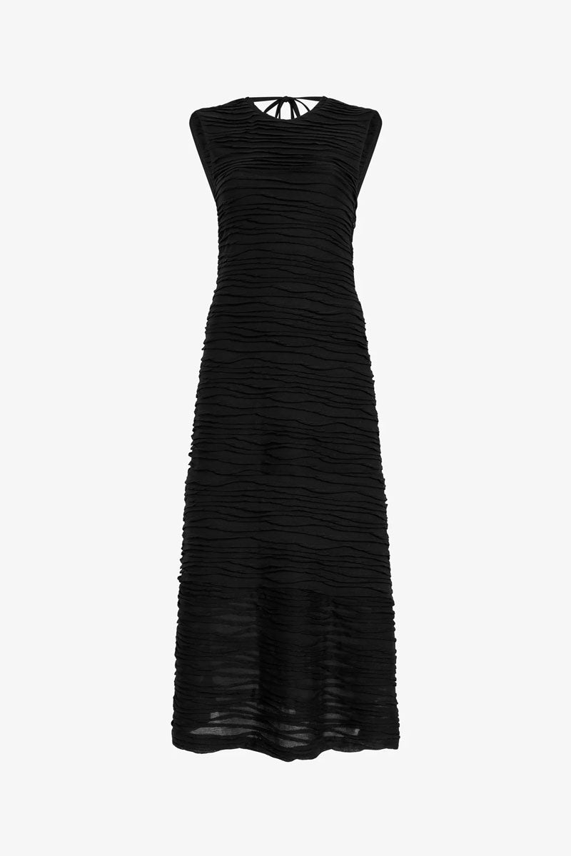 Laura Dress in Textured Cotton - Black