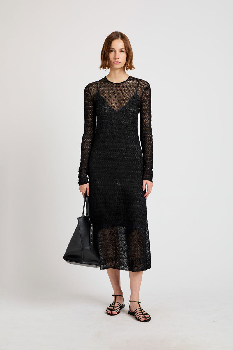 Miriam Dress in Crochet - Black