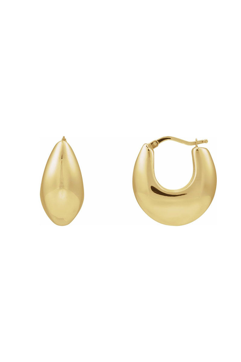 Puffy Teardrop Hoop Earrings - 14k Yellow Gold