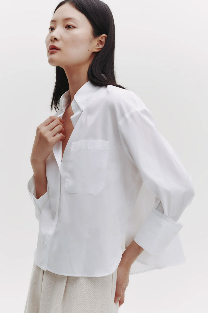 J.D Shirt in Oxford Cotton Shirting - White