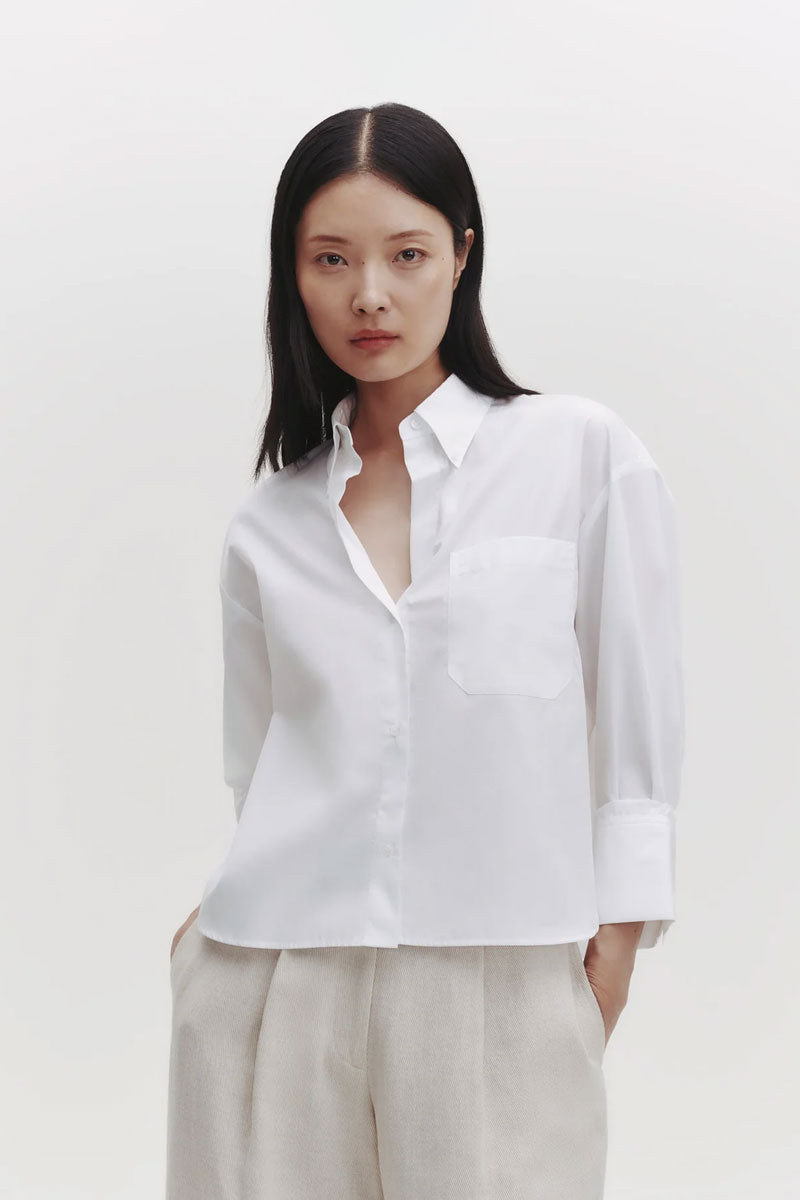 J.D Shirt in Oxford Cotton Shirting - White