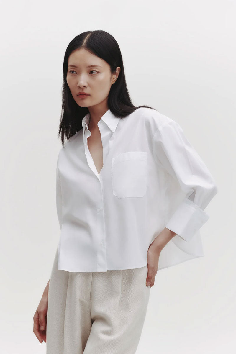 J.D Shirt in Oxford Cotton Shirting - White