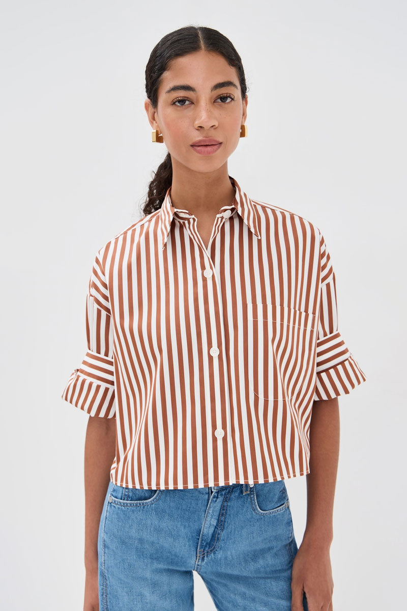 Next Ex - Ivory Cognac Stripe