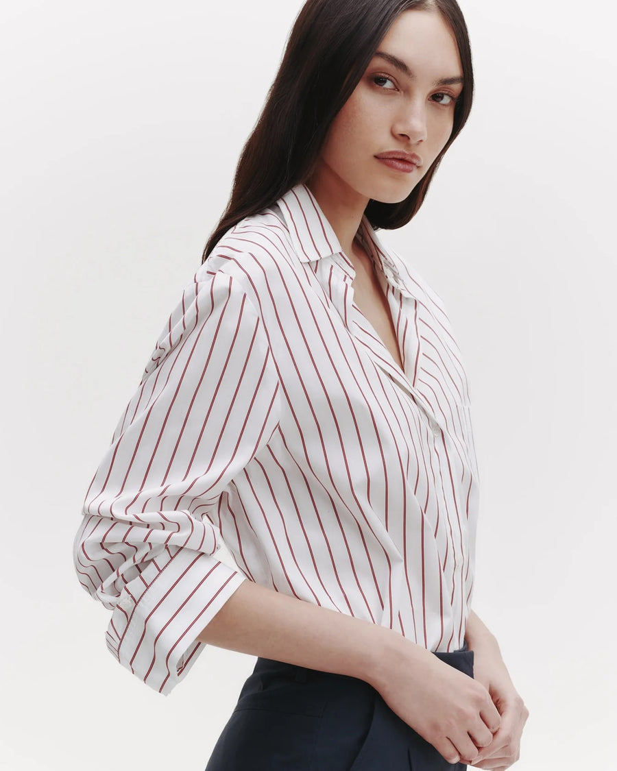 Next Morning Shirt Striped Cotton - White/Red