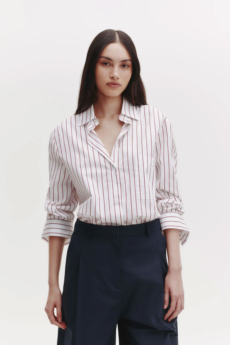 Next Morning Shirt Striped Cotton - White/Red