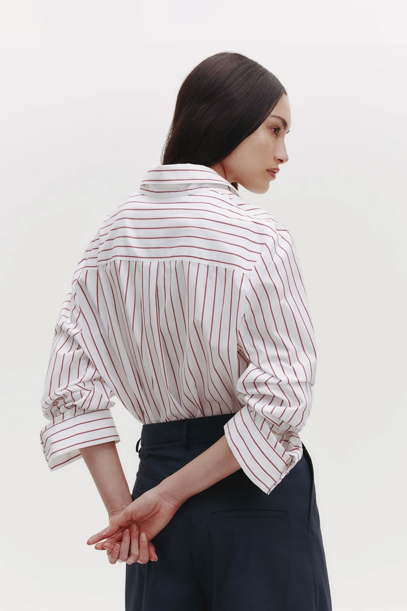 Next Morning Shirt Striped Cotton - White/Red