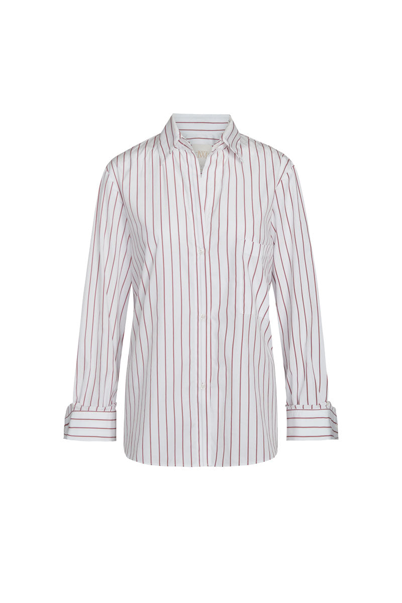 Next Morning Shirt Striped Cotton - White/Red