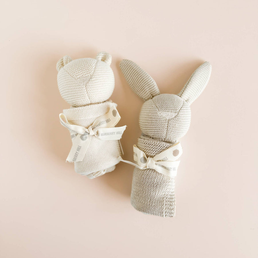 Pique Blanket Bunny Lovey Set - Birch