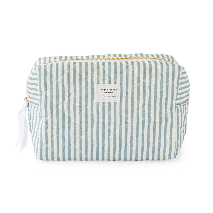 Large Cosmetic Pouch - Blue Stripe