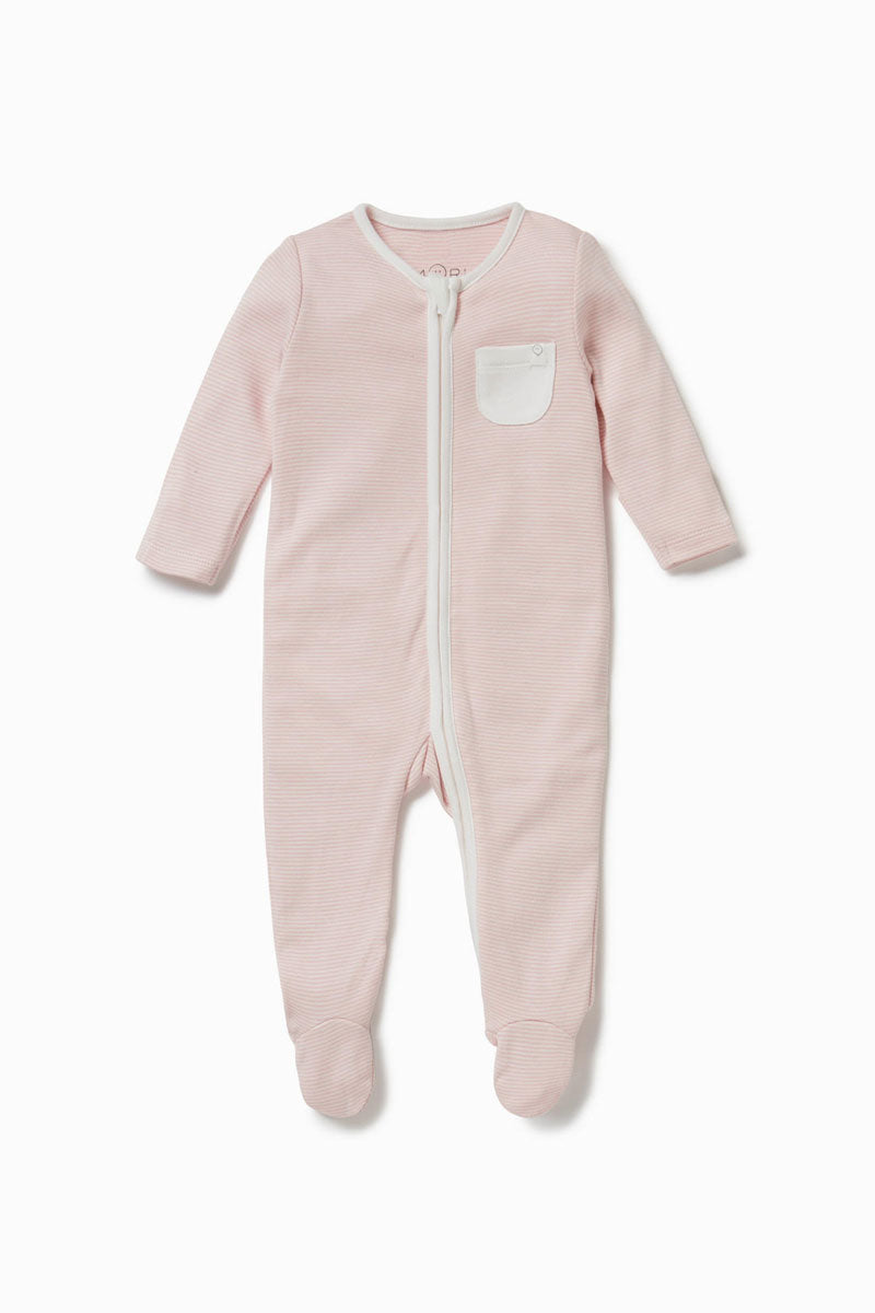 Clever Zip Pajamas - Blush Stripe