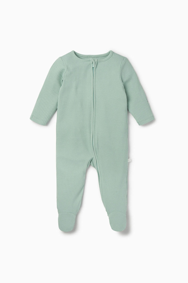 Ribbed Clever Zip Pajamas - Mint