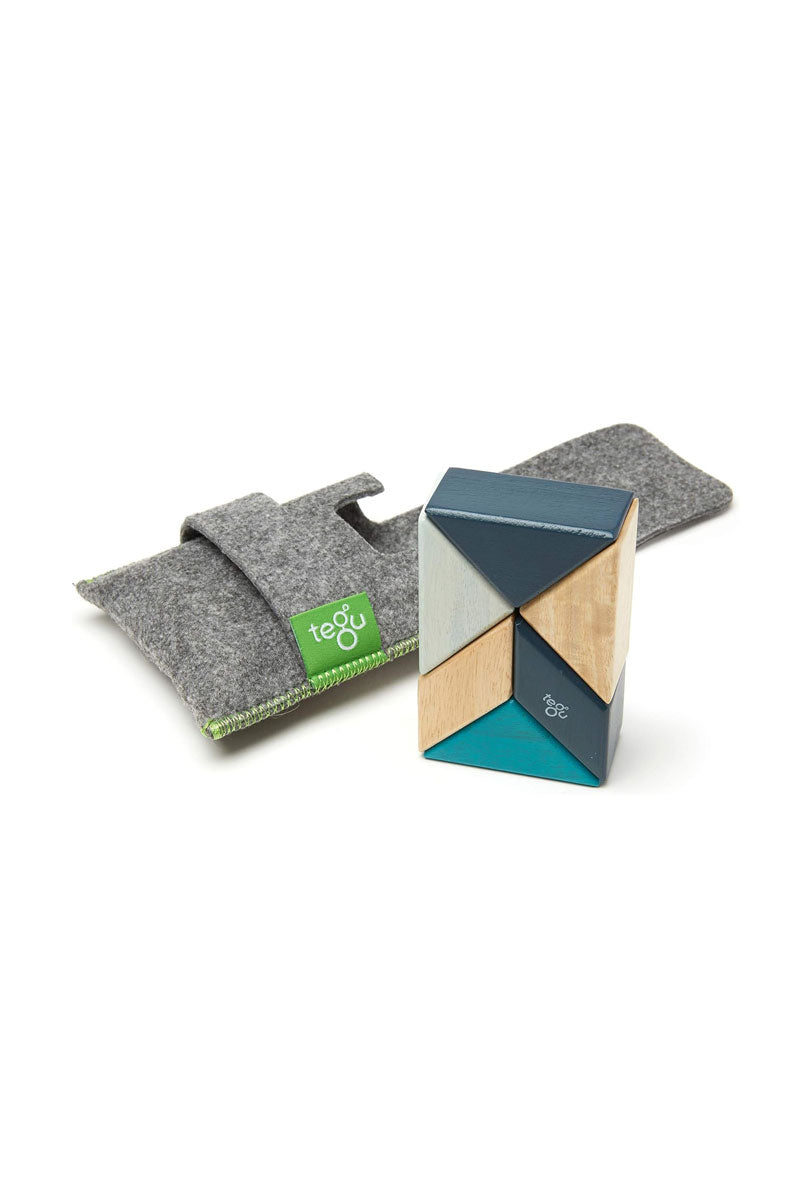 Pocket Pouch Prism Magnetic Wooden Block Set - Blues