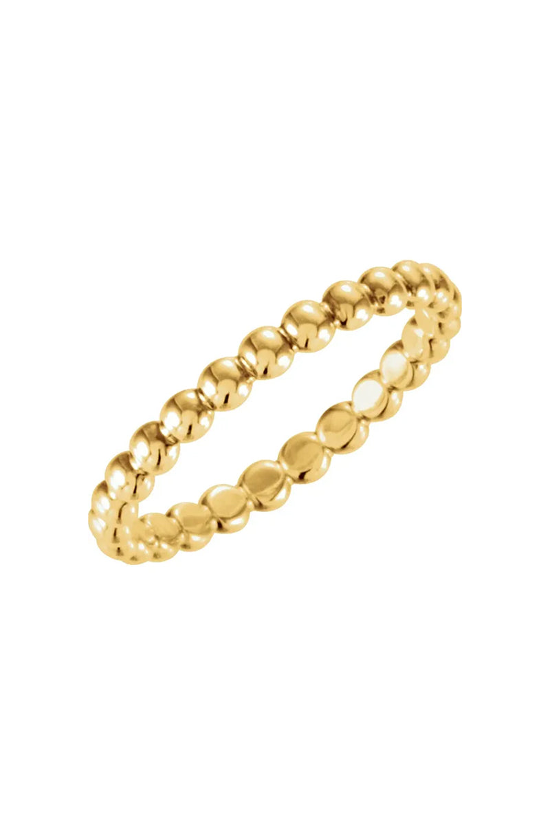 2.5 mm Beaded Stackable Ring - 14k Yellow Gold