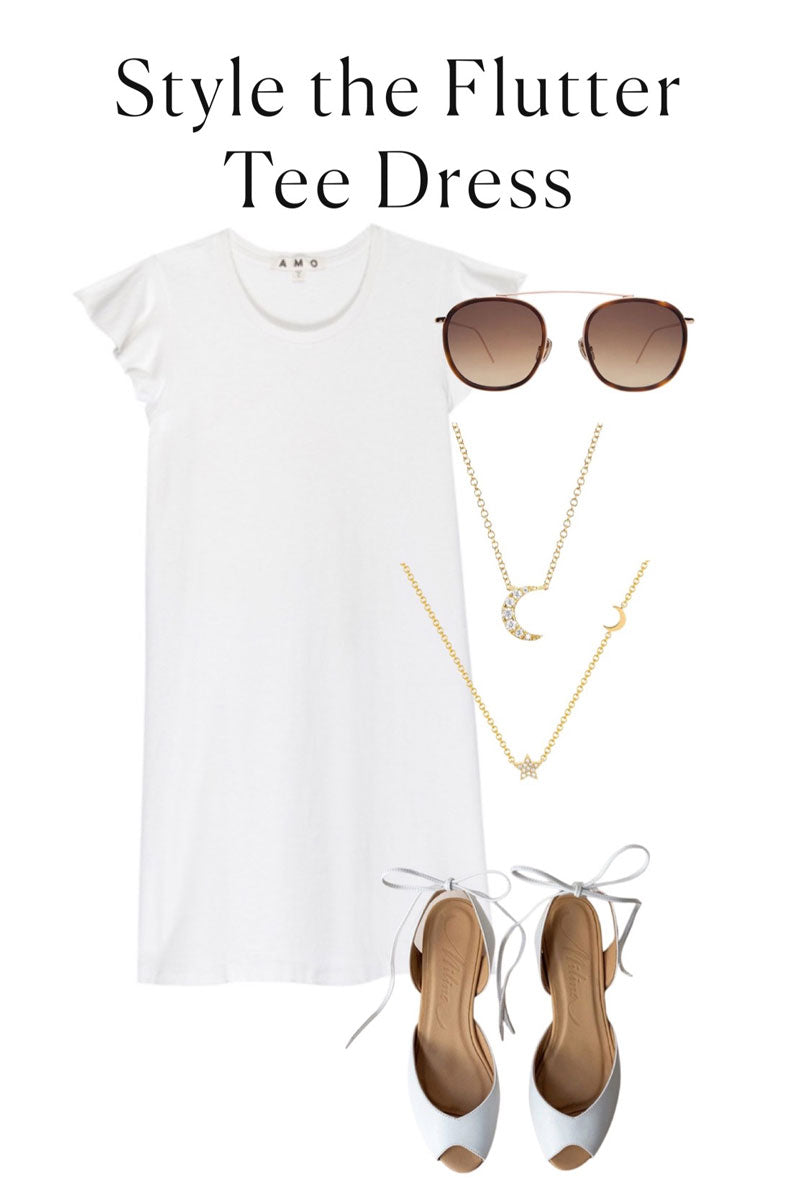 Flutter Tee Dress - White
