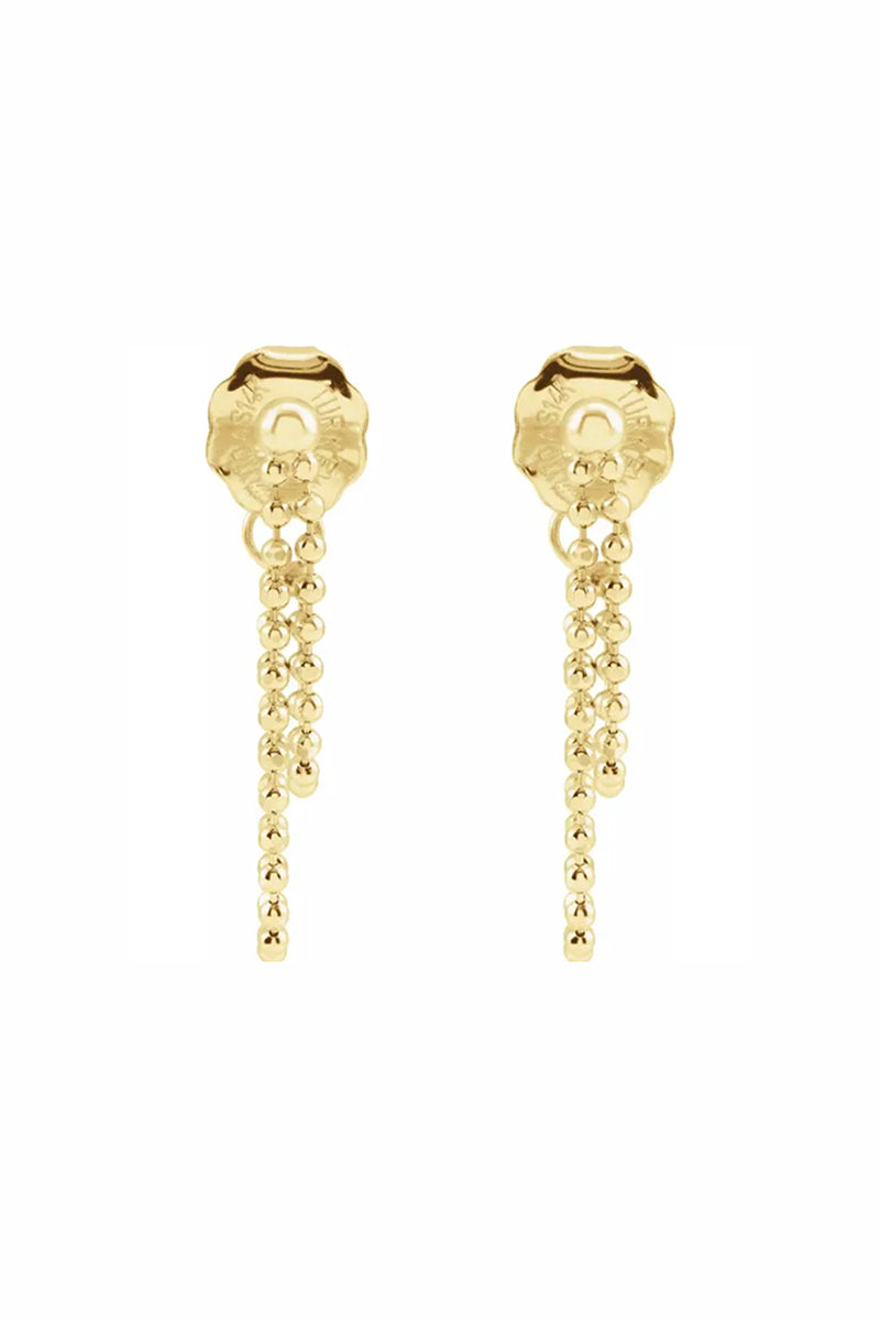 Beaded Chain Earrings - Yellow Gold