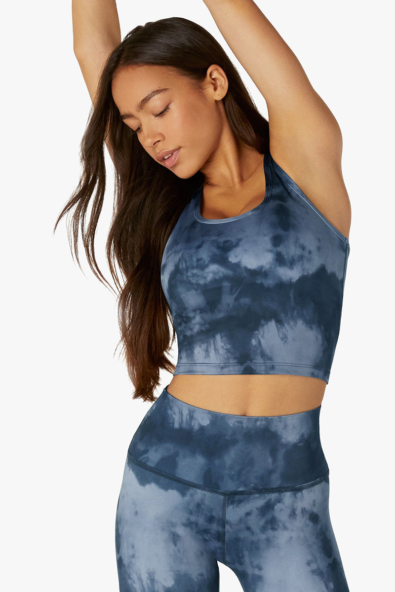 Lux Cloud First Class Cropped Tank - Stormy Blue Cloud