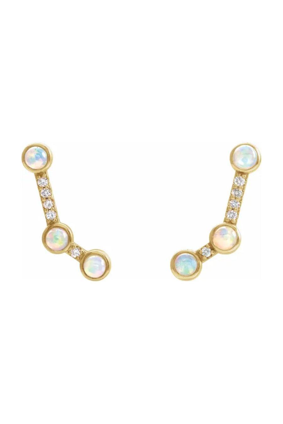 Constellation Climber Earrings - Ethiopian Opal & Diamonds - Pavilion