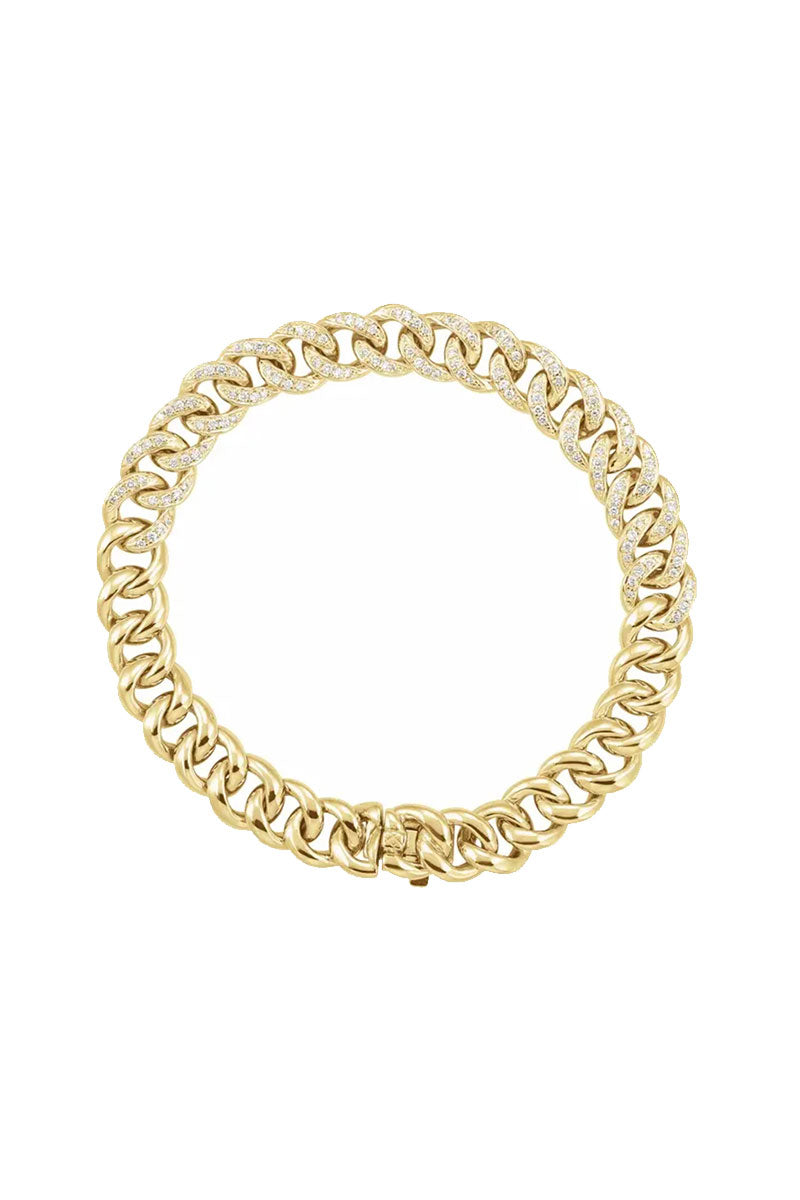 Diamond Curb Link Bracelet - Yellow Gold 1.5 CTW White Diamonds