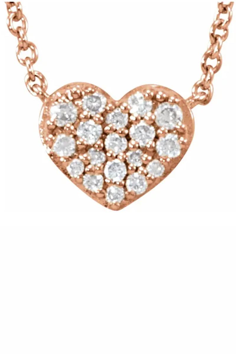 Diamond Heart Necklace - 14k Rose Gold