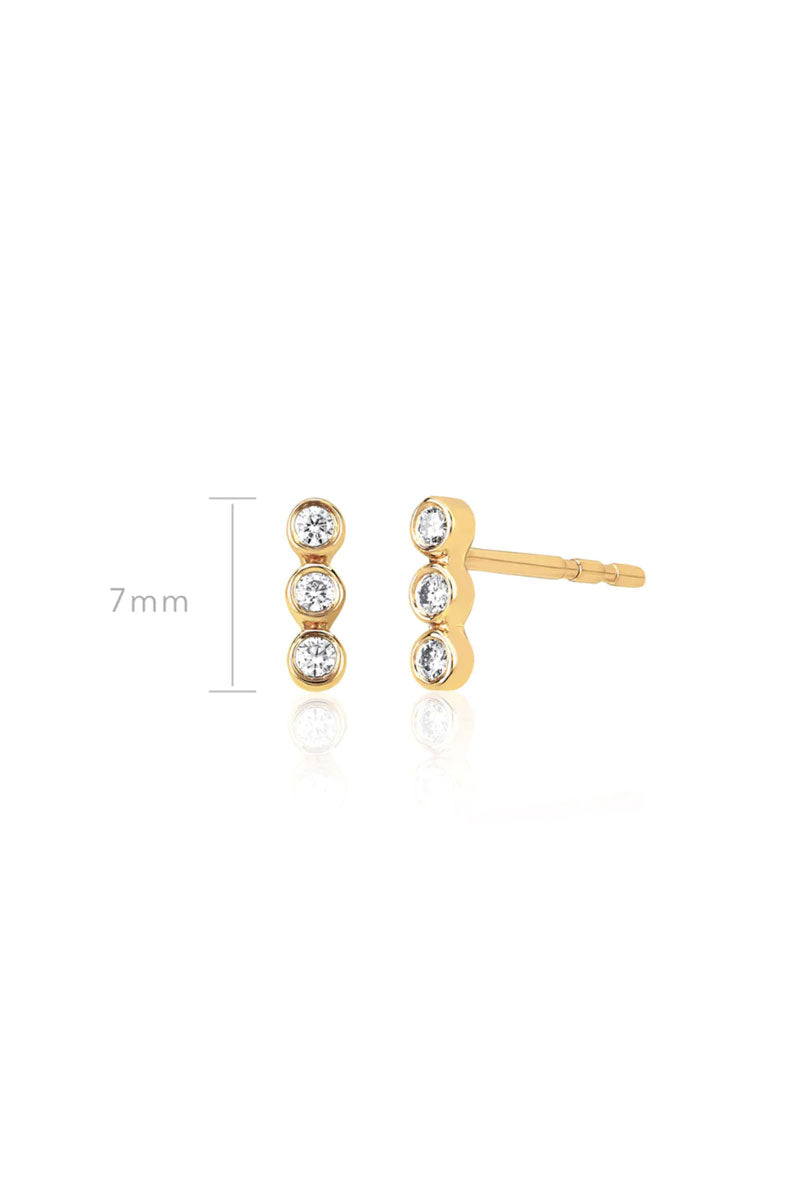 Diamond Triple Bezel Stud Earring - Yellow Gold