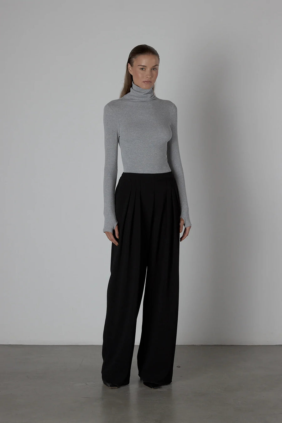 Sweater Knit Turtleneck - Heather Grey