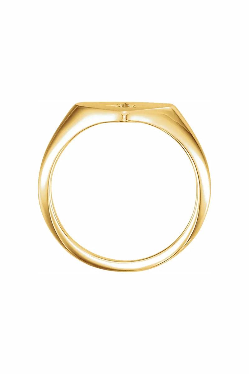 Heart Signet Ring with Diamond Starburst - Yellow Gold