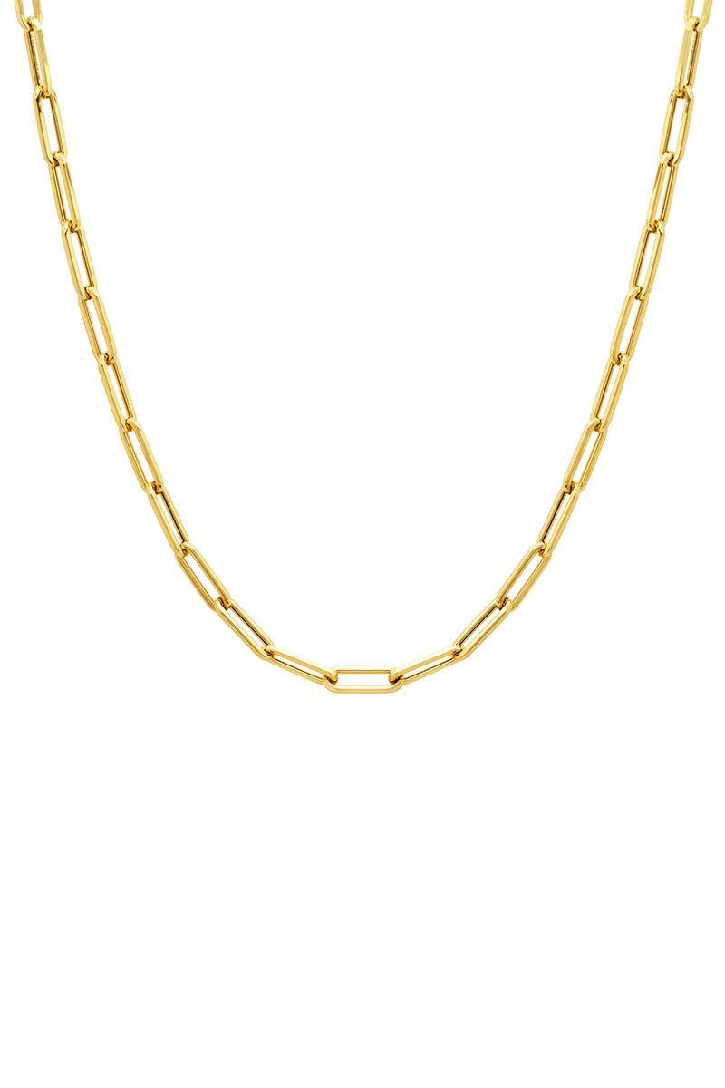 Small Link Paperclip Chain - 14kt Yellow Gold