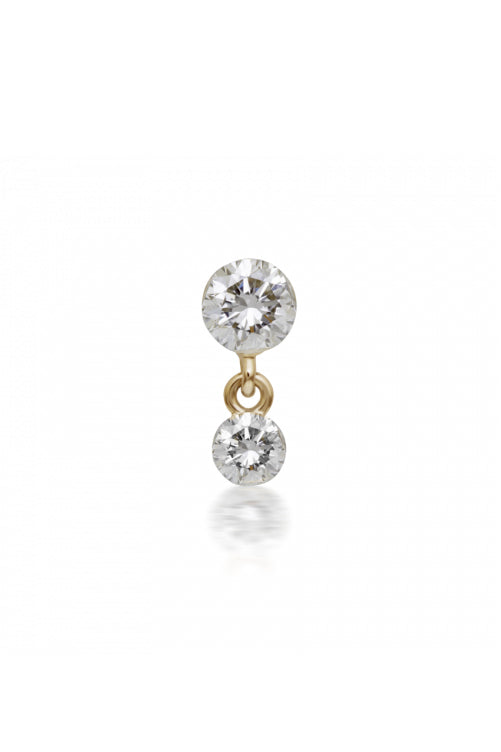 2mm-1.5mm Invisible Set Diamond Dangle Earstud - Yellow Gold